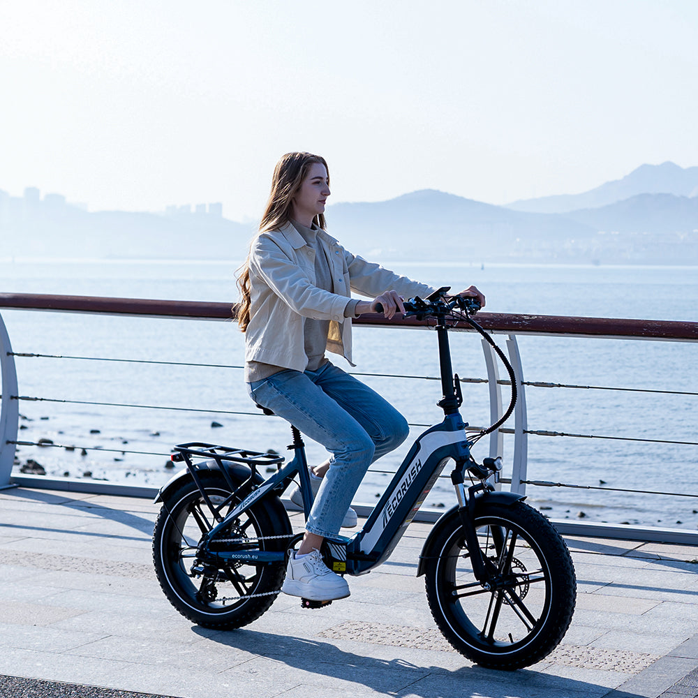 ECORUSH  ECO R2 E-Bike Pieghevole 20×4.0" – Motore 250W, Batteria 48V, Sospensione e Pneumatici Fuoristrada