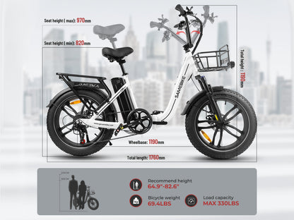 SAMEBIKE C05 Pro Bicicletta Elettrica Pieghevole con Pneumatici Grassi a Passo Basso