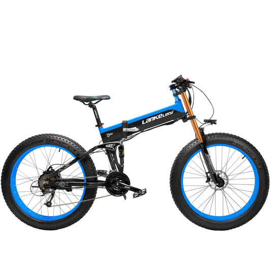 LANKELEISI XT750 Plus Bicicletta Elettrica da Montagna con Forcella Grande e Pneumatici Fa