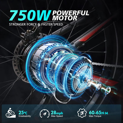 SAMEBIKE XD26-II Bicicletta Elettrica Fuoristrada da 750W