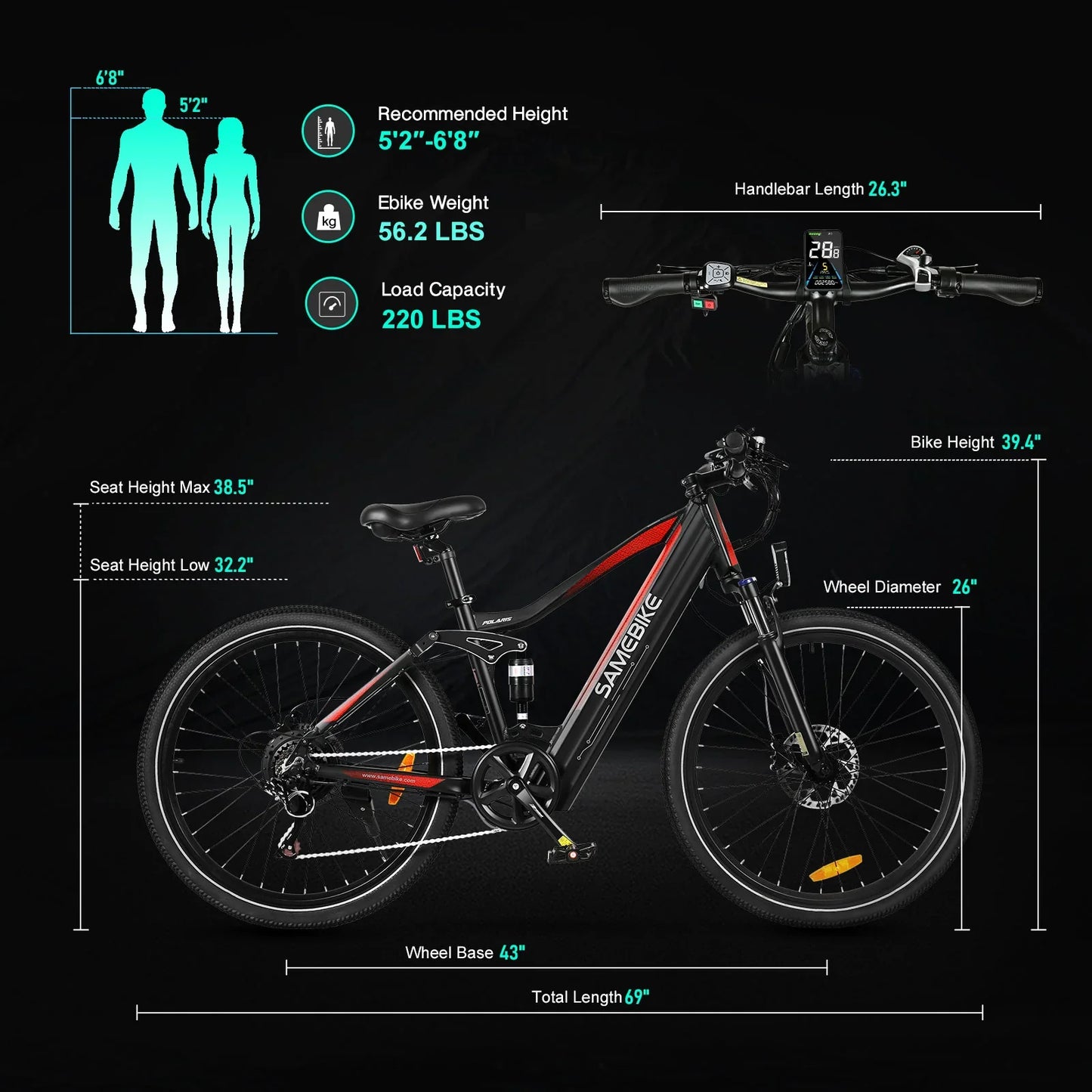 SAMEBIKE XD26-II Bicicletta Elettrica Fuoristrada da 750W