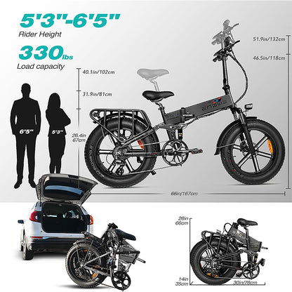 ENGWE EnginePro 2.0 Bicicletta Elettrica Pieghevole1000W con Pneumatici Fat, Autonomia 120km