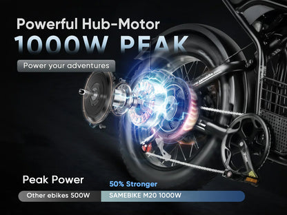 SAMEBIKE M20 Bicicletta Elettrica con Telaio Ultraleggero in Lega di Alluminio e Autonomia di 100 km